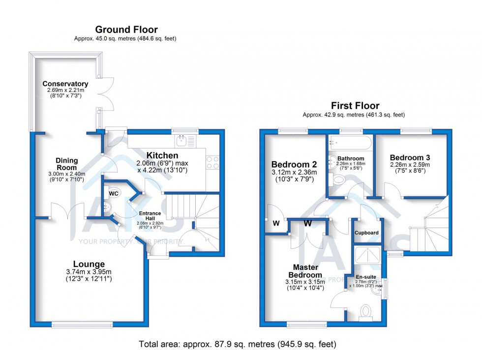 Floorplan for Wye Close, Hilton, DE65